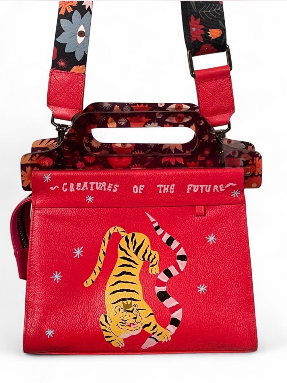 RARE Min & Mon Vali Red Leather Tiger Crossbody Bag Creatures Of Future - NWOT
